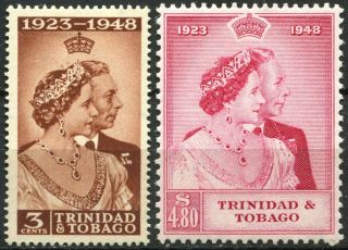 Trinidad & Tobago 1948 Royal Silver Wedding,  Sg 48 & 49,  Hinged,  Cv £30