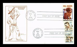 Dr Jim Stamps Us Will Rogers Wright Brothers Combo Air Mail First Day Cover