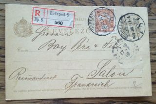Hungary 1909 Registered Postal Stationery Card,  Budapest To France