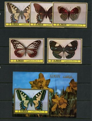 T654 Ajman 1972 Butterflies Mnh