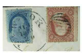 1861 York Canceled 24 1c Franklin Issue On Cover With 26 3c Washington