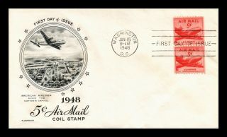 Us Cover Air Mail 5c Coil Fdc Pair Fleetwood Cachet