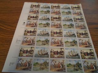 First Voyage Of Christopher Columbus,  Sheet Of 40 29 Cent Postage Stamps