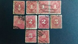 U.  S.  A Great Old Postage Due Stamps As Per Photo.  Very