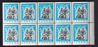 Canada Mnh Booklet Pane Of 10,  1968 Sc 488 (bk72b) Christmas Inuit 5¢ Carving