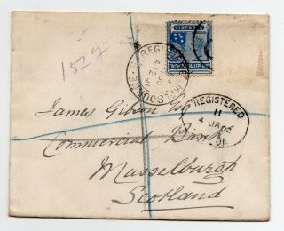 1902 Registered Cover Victoria Australia To Scotland See Scans For Pmk Details