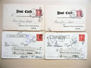 Thomas Cook & Son 1904 - Four Forwarded Postcards - Belgium And France