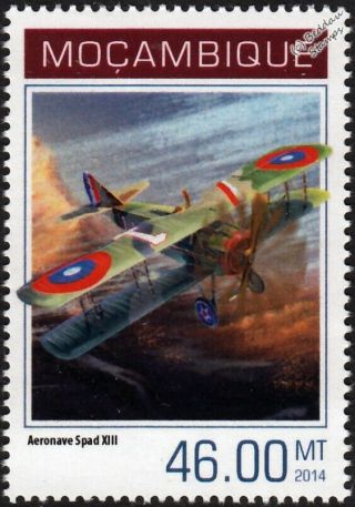 Wwi Eddie Rickenbacker Spad S.  Xiii Biplane Fighter Aircraft Stamp (2014)