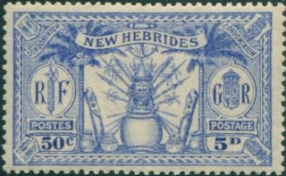 Hebrides 1925 Sg47 5d 50c Blue Weapons Idols Mlh
