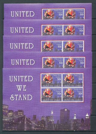 Papua Guinea Png 2002 United We Stand Mnh Sheet X 5 (pap156)
