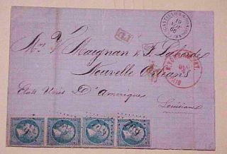 France Cover 1866 26 X4,  769 B/s York Am Pkt Paid