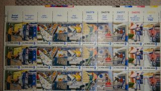 1973 Us Stamp.  08c Postal Service Employees Full Sheet Of 50 1489 - 1498 Mnh