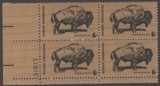 Scott 1392 - Us Plate Block Of 4 - Wildlife Conservation Buffalo - Mnh - 1970