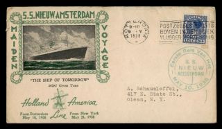 Dr Who 1938 Netherlands Maiden Voyage Ss Nieuw Amsterdam Ship To Ny Usa E70082