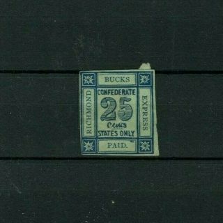 U.  S.  25 Cent Confederate Stamp Richmond Bucks Express