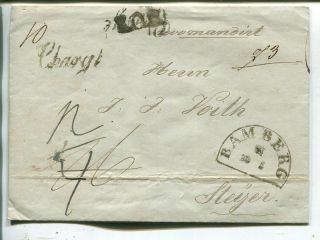 Germany Stampless Reg Letter From Bamberg To Steyr,  Austria 1849