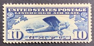 U.  S.  Lindbergh Air Mail 10 Cent,  Classic Scott C10,  F - Vh,  Light Hinged