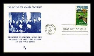Dr Jim Stamps Us Eisenhower Alaska Statehood First Day Cover Fairbanks