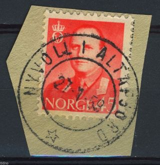 Norway 1958,  Nk 460 Nyvoll I Altafjord 27 - 1 - 1959 On Cutpiece (fi)