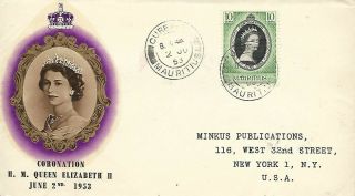 1953 Mauritius Coronation Omnibus Stamp On Pts Fdc