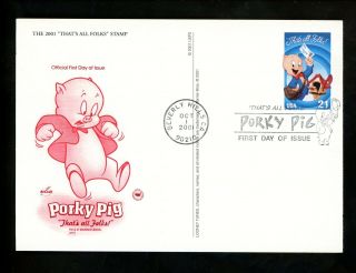 Us Fdc Ux376 Pcs Artcraft Porky Pig Comic Looney Tunes 2001 Beverly Hills,  Ca