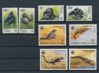 Lk58986 Congo Wwf Gorilla & Crocodiles Wildlife Fine Lot Mnh