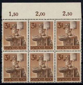 P116203/ Germany Reich / Variety / Mi 850 I Mnh In A Block Of 6