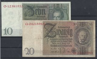Germany 3rd Reich Currency 10rm & 20rm Virtually Uncirculated (e4)