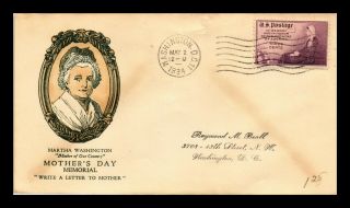 Dr Jim Stamps Us Martha Washington Mothers Day Scott 737 Fdc Cover