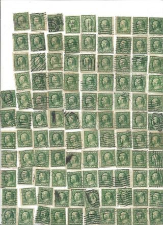 U.  S.  Stamps Benjamin Franklin 1 Cent Green 100 Stamps
