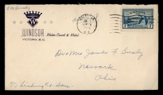 Dr Who 1951 Canada Victoria Windsor Hotel Advertising Airmail To Usa E66703
