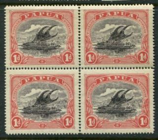 Papua 1916 - 31 1d Mnh Block X4 Stamp Variety Inverted Watermark Sg93w Cat £88