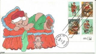 3007a Christmas Block Of 4 Fdc - Kribbs Hand Painted Cachet - 14 Of 30