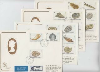 British Antarctic Territory 1990 Fossils Set Of 15 On 4x Official Illust Fdcs