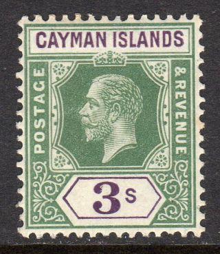 Cayman Islands Kgv 1912 - 20 3s Green & Violet Sg50 Lm/mint