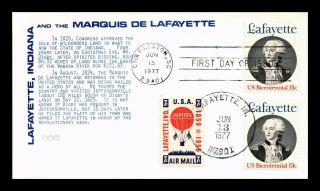 Dr Jim Stamps Us Marquis De Lafayette Bicentennial Fdc Combo Cover Air Mail