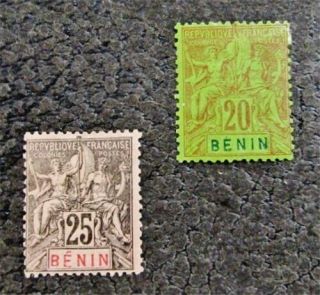 Nystamps French Benin Stamp 39 40 Og H $32