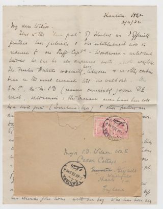 1922 Qantara Egypt Cover And Letter To Winchfield Hants Via Alexandria