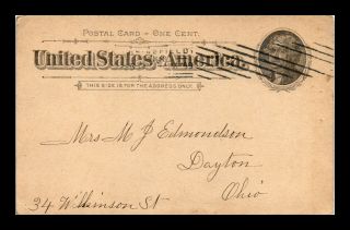 Dr Jim Stamps Us Springfield Ohio Postal Card 1899 Postal History