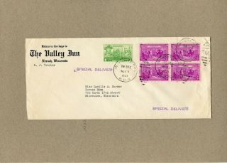 U.  S.  Postal History / Advertising Cover - The Valley Inn,  Neenah,  Wisconsin