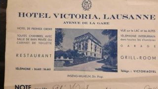 Egypt Hotel Victoria Bill With Label