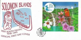 1995 Solomon Islands Birds Miniature Sheet On Fdcs