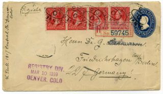 Fine Registered Cover To Friederickshagen,  Germany,  1899 Paying 13 C Rate