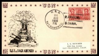 Uss Sacramento Swatow China August 24 1938 Cachet On Cover