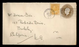 Dr Who 1925 Canada Victorica Bc To Usa Uprated Stationery C127674