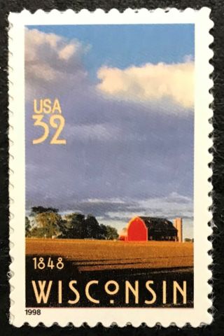1998 Scott 3206 - 32¢ - Wisconsin Statehood - Single Nh
