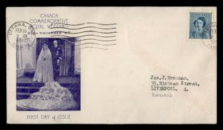 Dr Who 1948 Canada Ottawa To Gb Princess Elizabeth Royal Wedding Fdc C127299