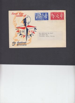1951 Festival Of Britain Illustrated Fdc With Battersea Wavy Line.  Cat £60