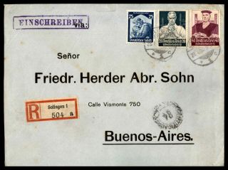 Germany Solinggen To Argentina Buenos Aires 1930s Registered Cover