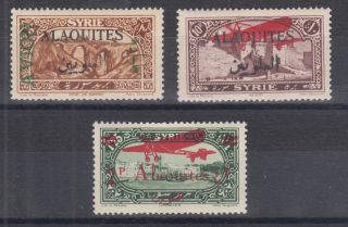 Alaouites Sc C6,  C12,  C20 Mlh.  1925 - 1930 Air Post Issues,  3 Different,  Vf